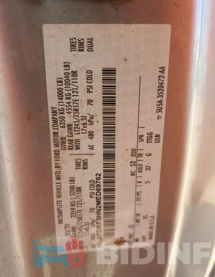 1FDRF3HN2MED69762 Photo# 12
