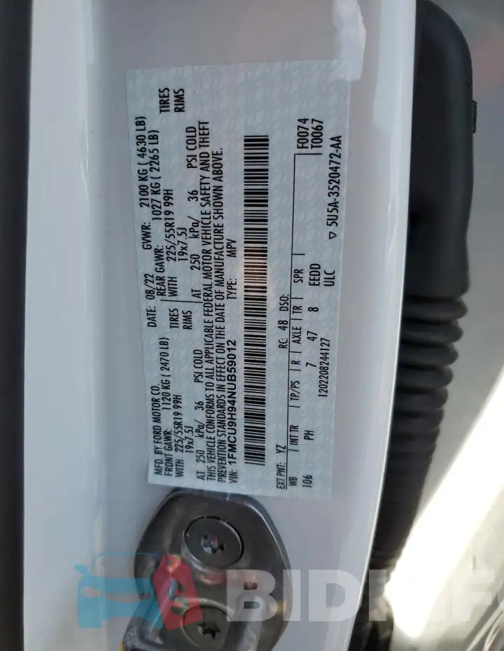 1FMCU9H94NUB59012 Photo# 12