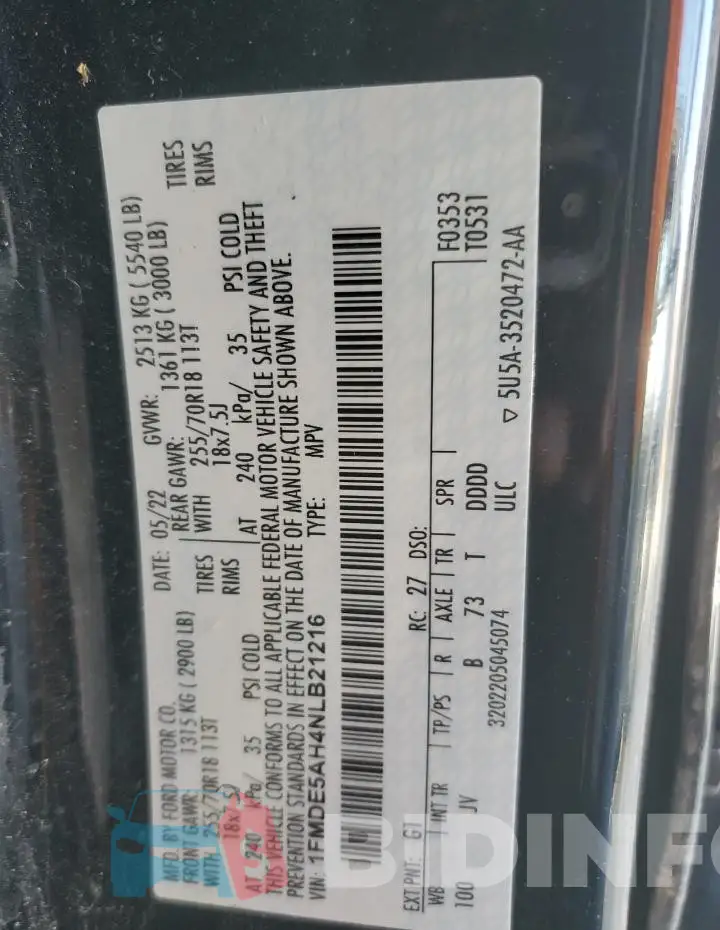 1FMDE5AH4NLB21216 Photo# 13