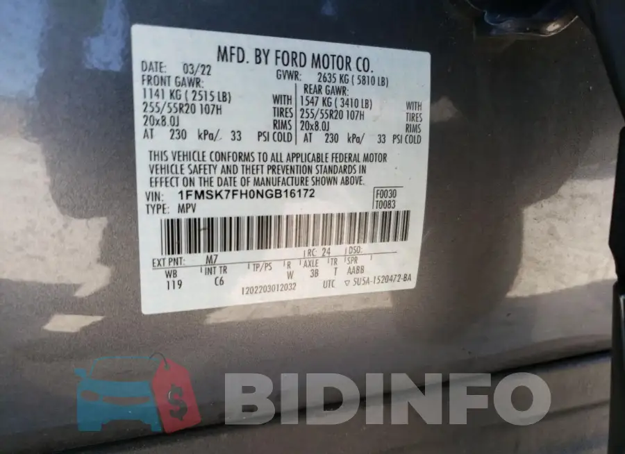 1FMSK7FH0NGB16172 Photo# 13