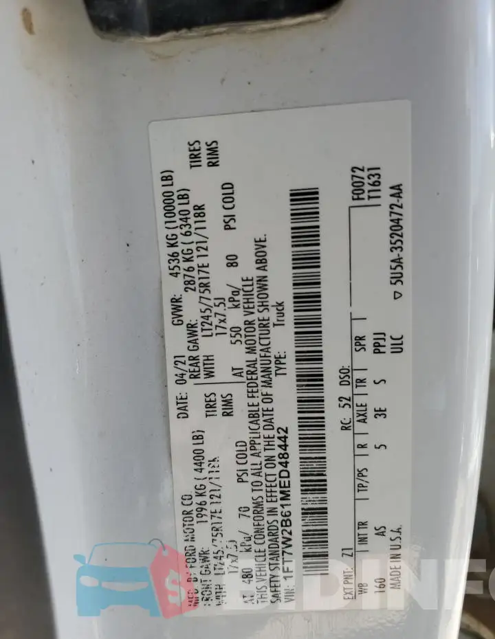 1FT7W2B61MED48442 Photo# 12