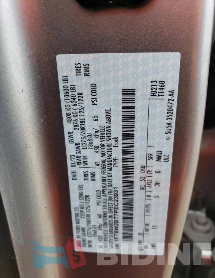 1FT8W2BT7PEC23931 Photo# 12