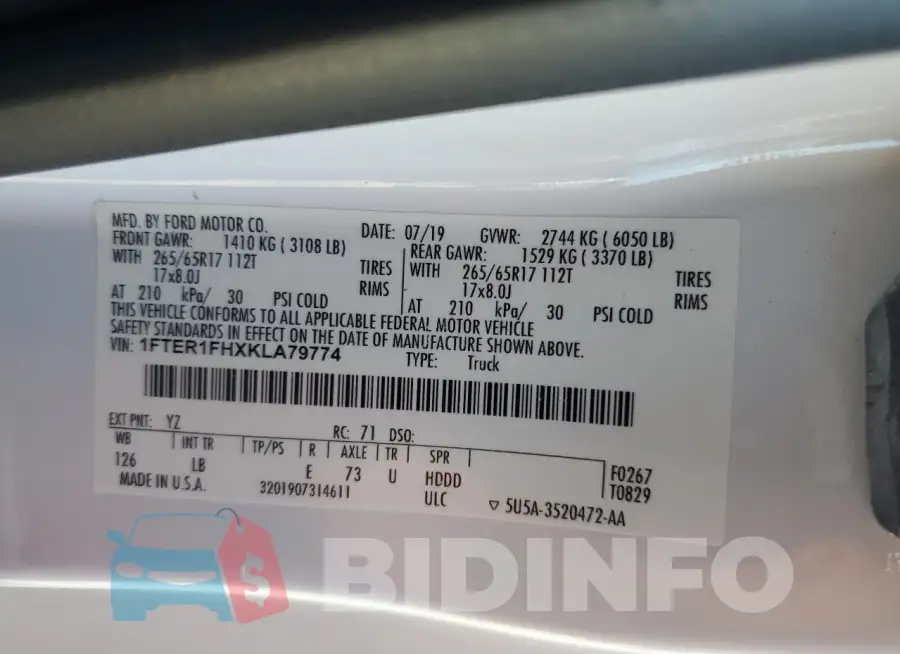 1FTER1FHXKLA79774 Photo# 12
