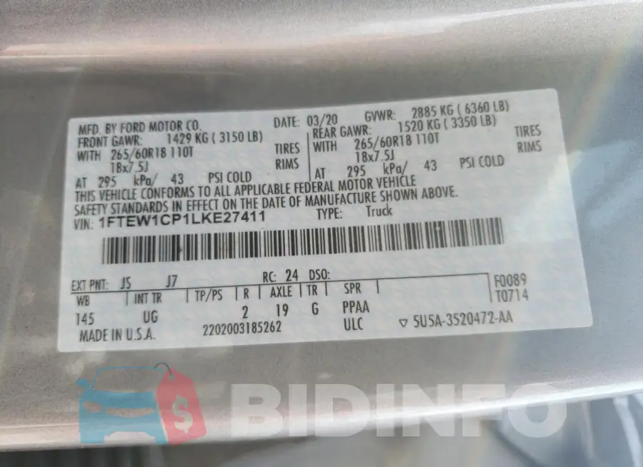 1FTEW1CP1LKE27411 Photo# 12