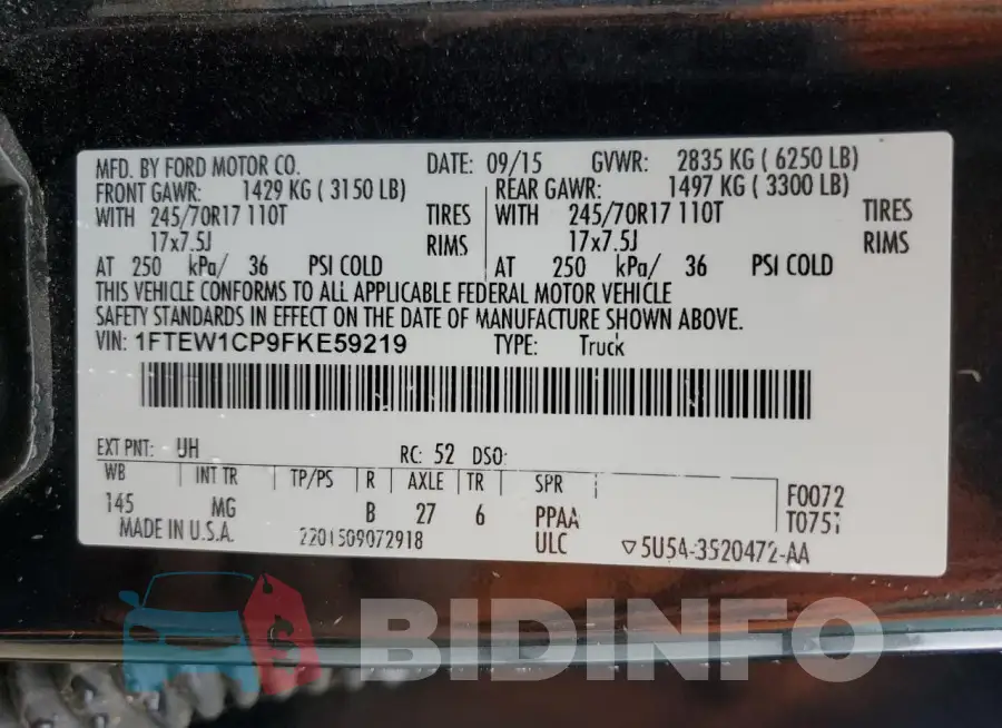 1FTEW1CP9FKE59219 Photo# 13