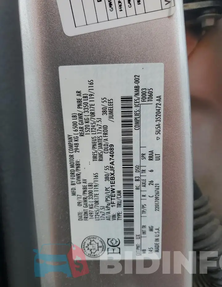1FTEW1EBXJFA74089 Photo# 12