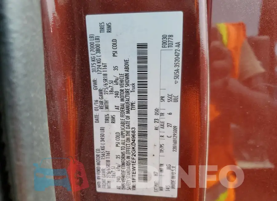 1FTEW1EF2GKD49683 Photo# 13