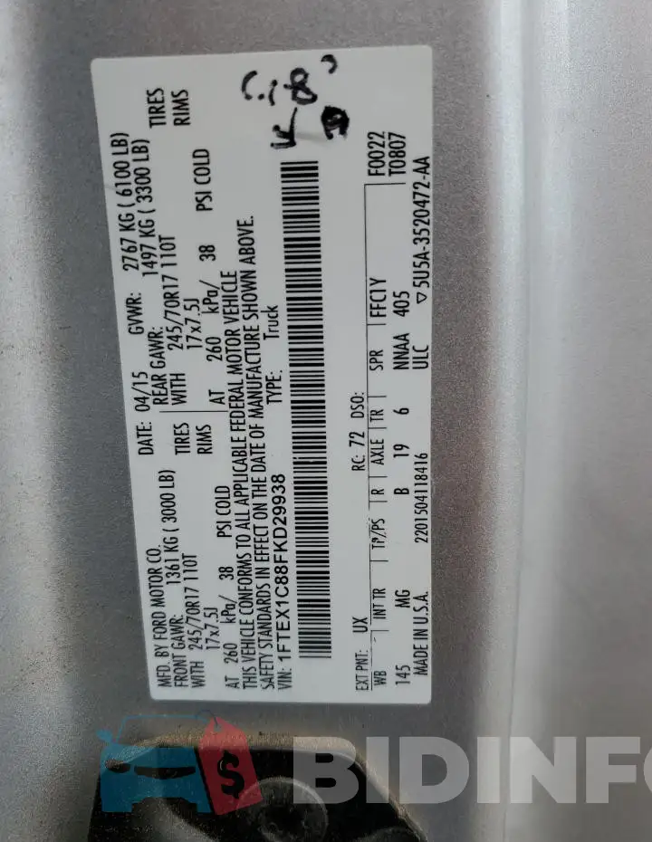 1FTEX1C88FKD29938 Photo# 13