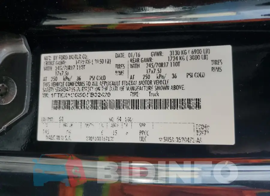 1FTEX1CG5GFB02420 Photo# 12