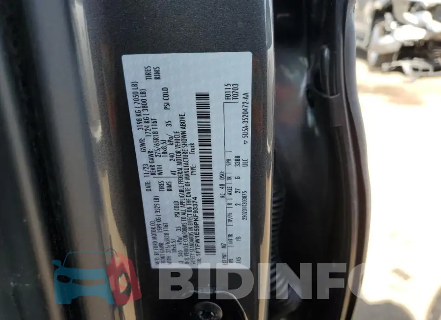 1FTFW1E59PKF93374 Photo# 12
