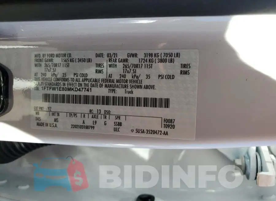1FTFW1E80MKD47741 Photo# 13