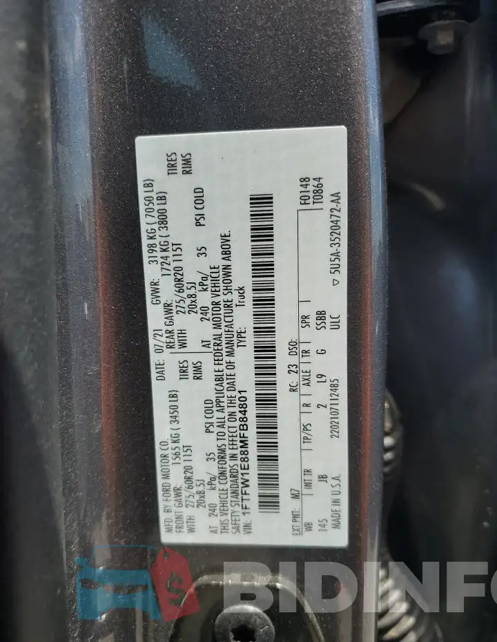 1FTFW1E88MFB84801 Photo# 12