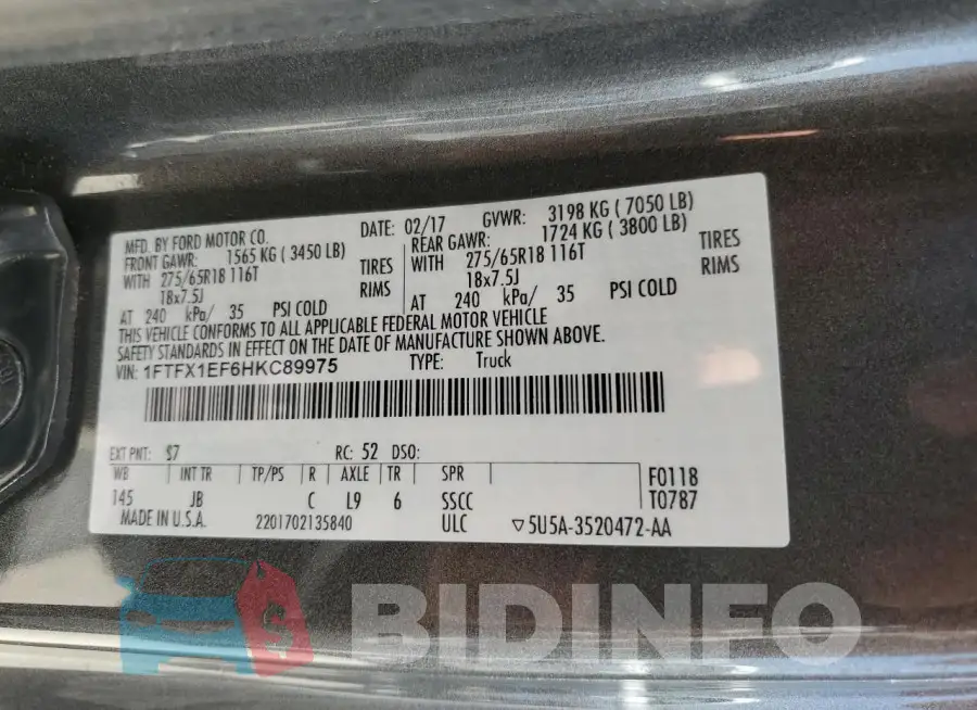 1FTFX1EF6HKC89975 Photo# 12
