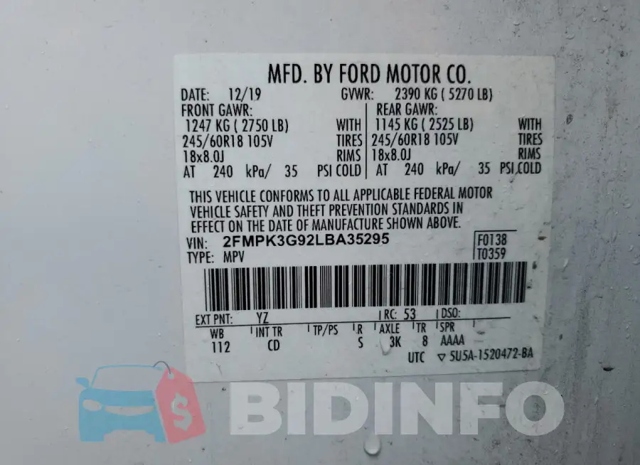 2FMPK3G92LBA35295 Photo# 13