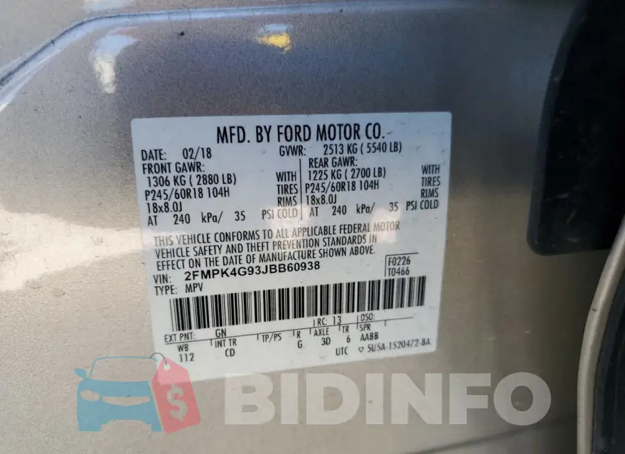 2FMPK4G93JBB60938 Photo# 13