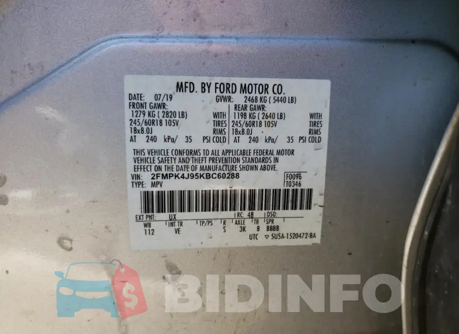 2FMPK4J95KBC60288 Photo# 12