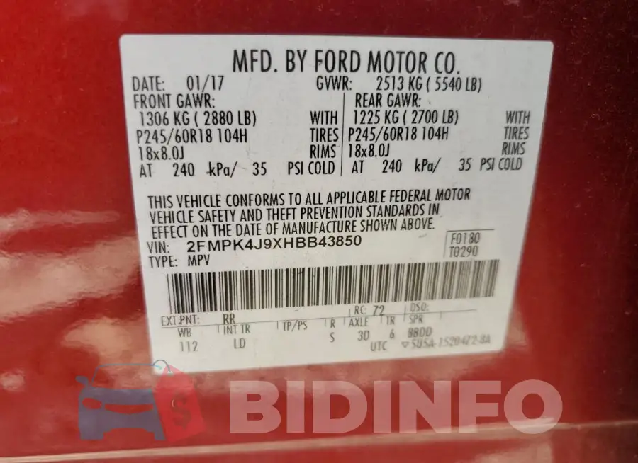 2FMPK4J9XHBB43850 Photo# 13