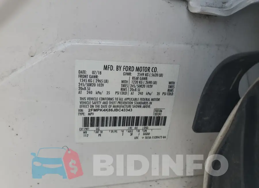 2FMPK4K86JBC43343 Photo# 13