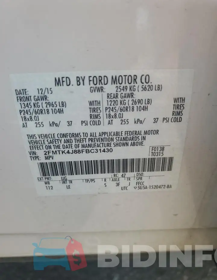 2FMTK4J88FBC31430 Photo# 13
