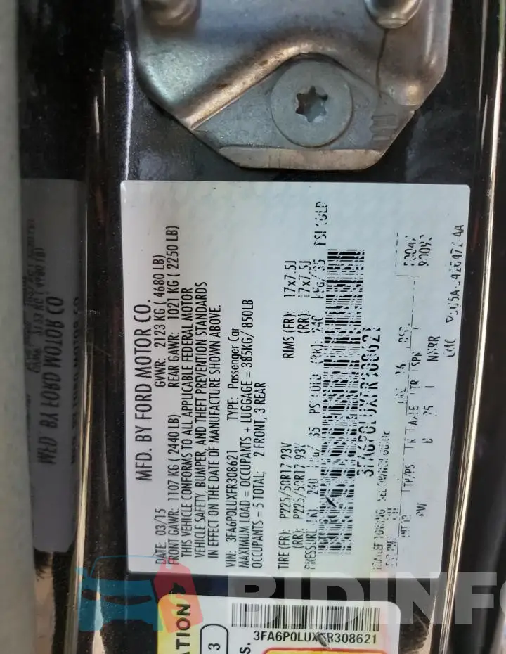3FA6P0LUXFR308621 Photo# 12