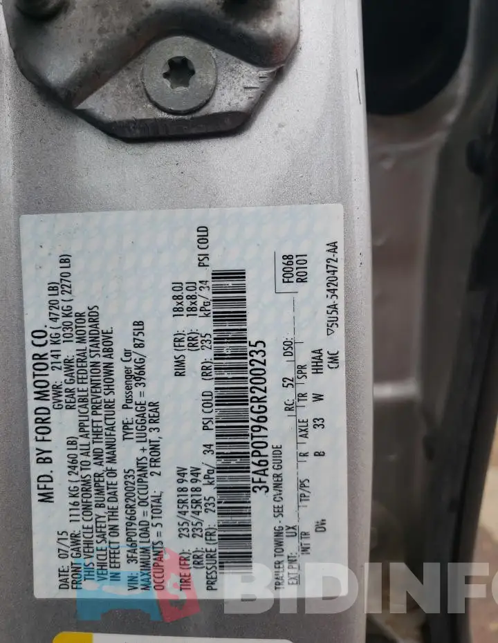 3FA6P0T96GR200235 Photo# 12