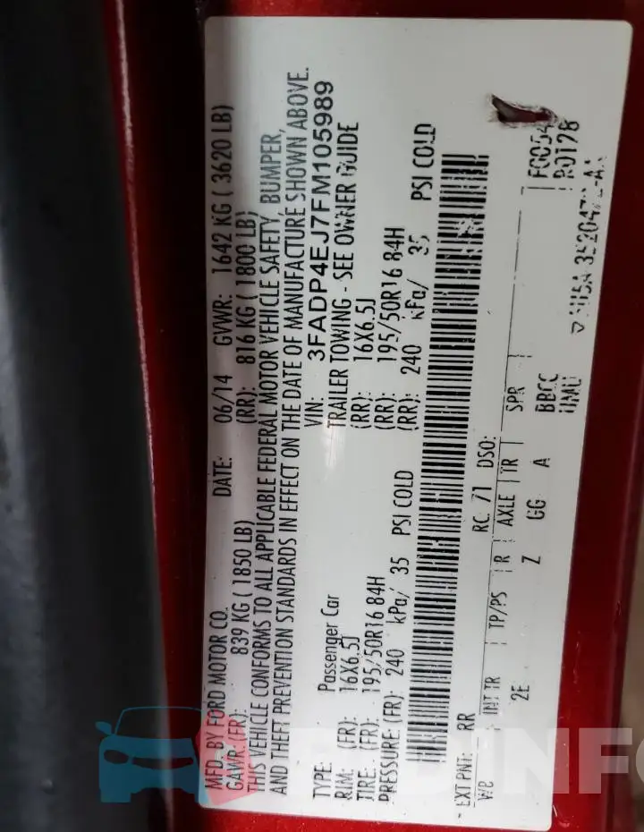 3FADP4EJ7FM105989 Photo# 12