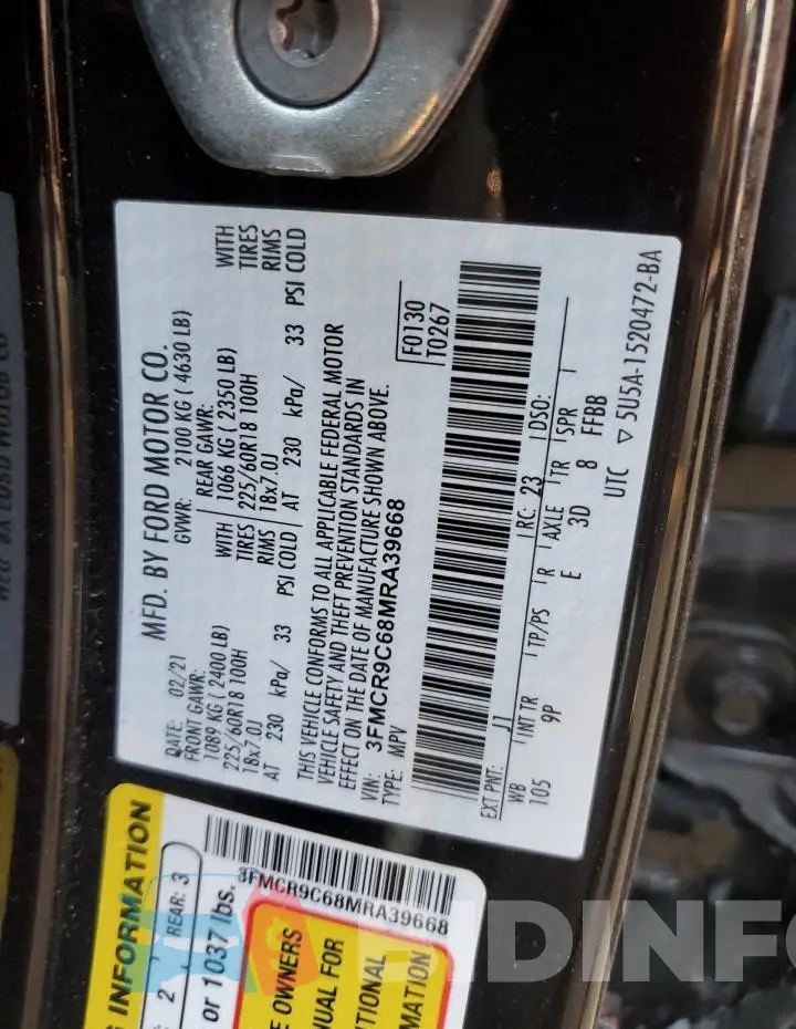 3FMCR9C68MRA39668 Photo# 12
