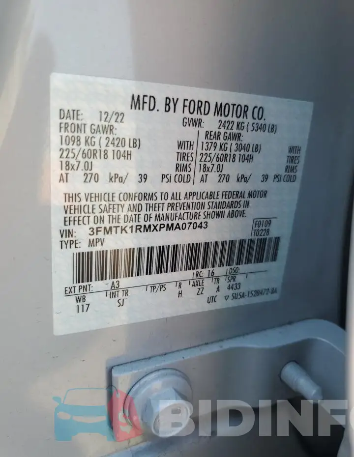 3FMTK1RMXPMA07043 Photo# 12