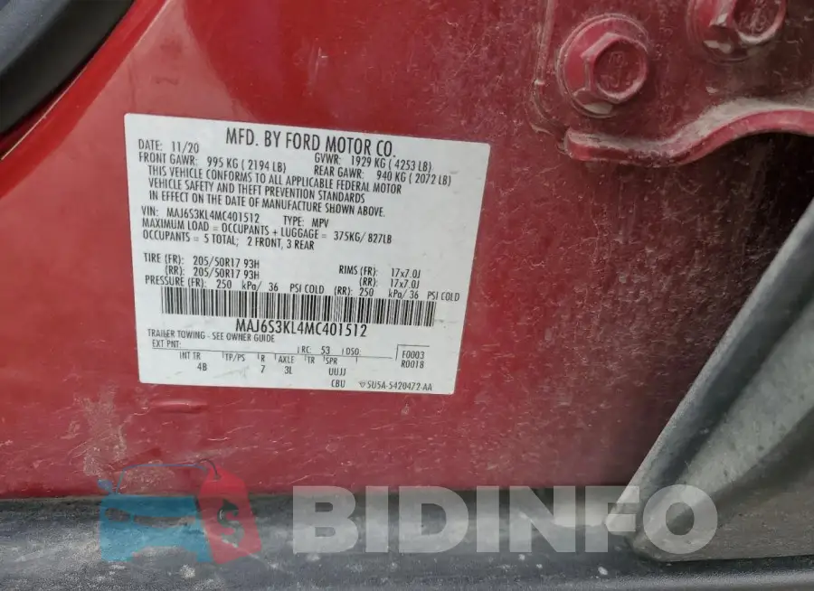 MAJ6S3KL4MC401512 Photo# 13