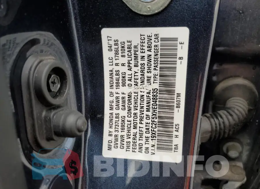 19XFC2F5XHE048835 Photo# 12