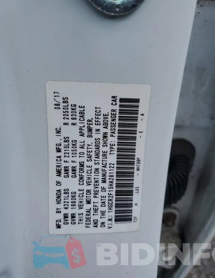 1HGCR2F15HA281122 Photo# 13