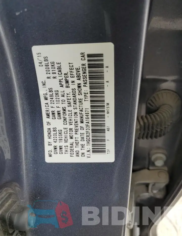 1HGCR2F33FA164671 Photo# 12