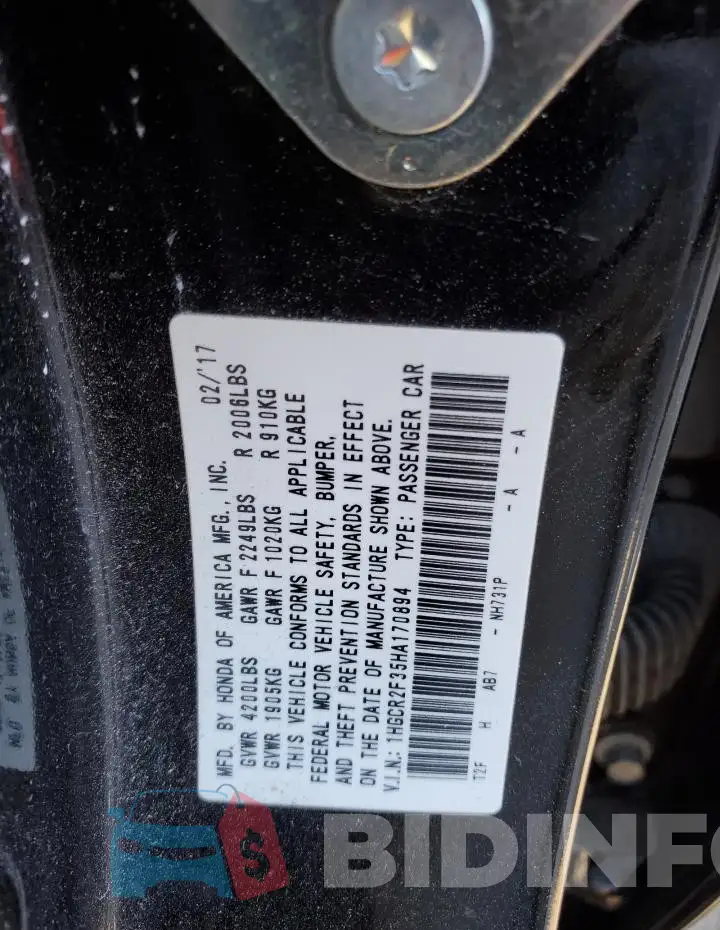1HGCR2F35HA170894 Photo# 12