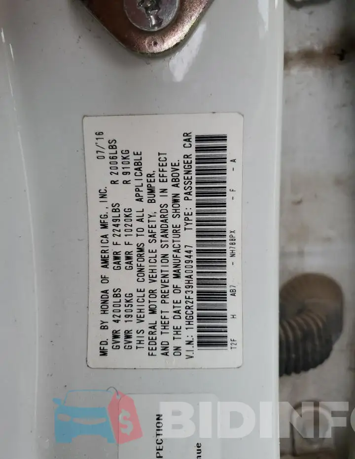 1HGCR2F39HA009447 Photo# 13