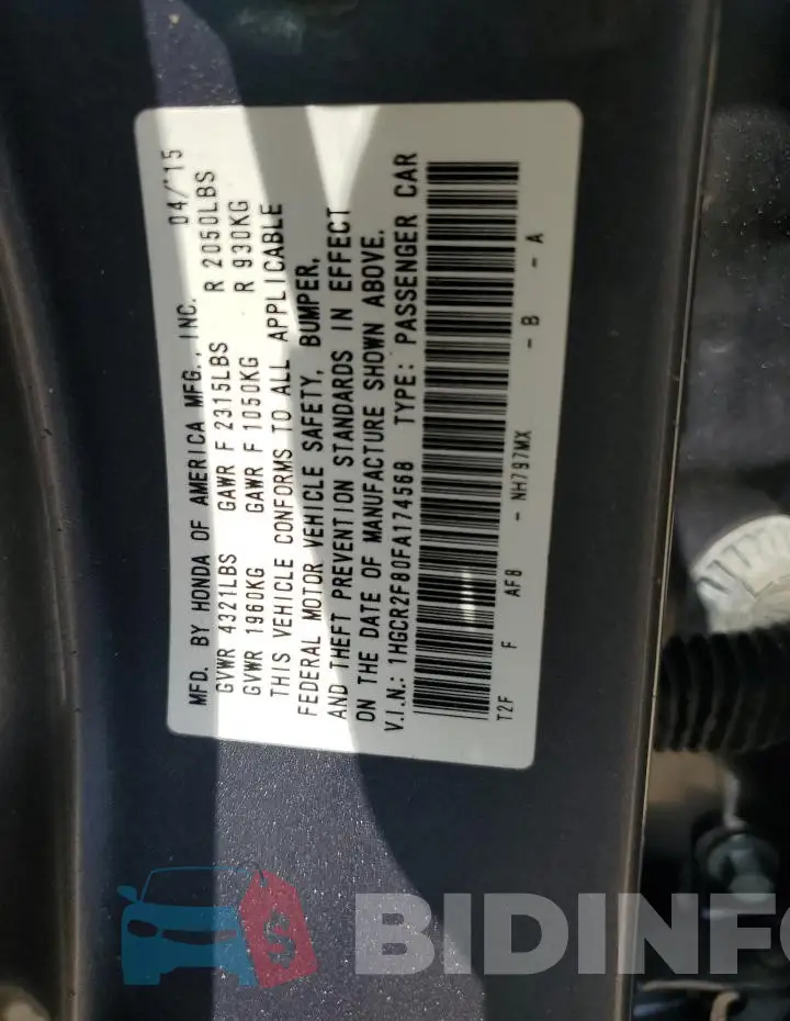 1HGCR2F80FA174568 Photo# 12
