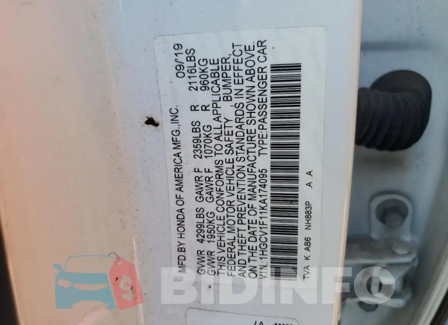 1HGCV1F11KA174095 Photo# 13