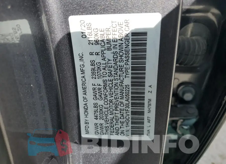 1HGCV1F30LA050225 Photo# 13