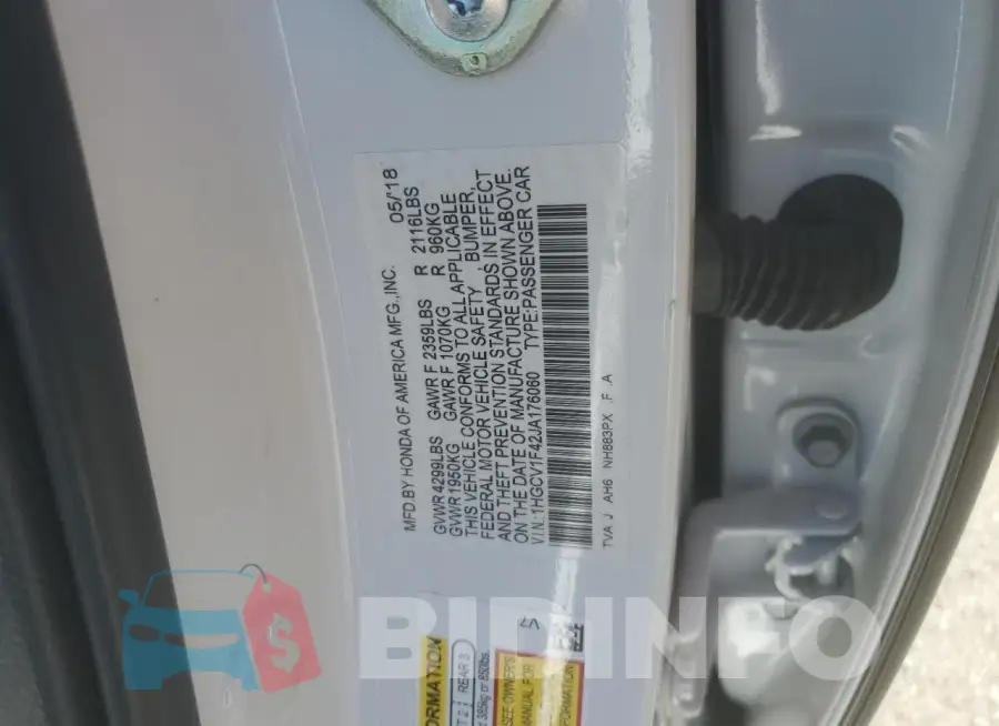 1HGCV1F42JA176060 Photo# 12