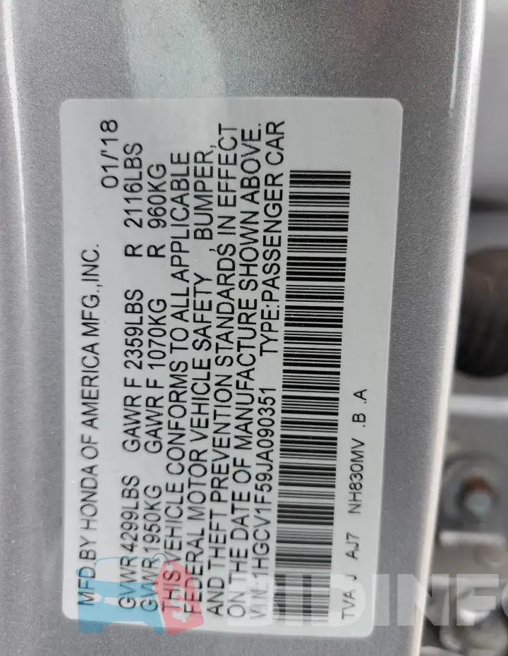 1HGCV1F59JA090351 Photo# 12
