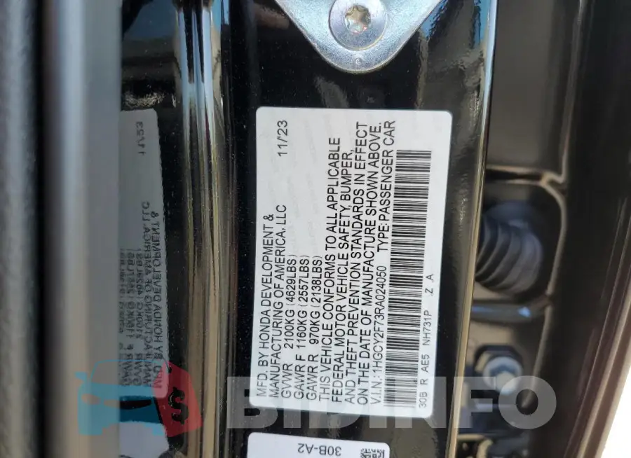 1HGCY2F73RA024050 Photo# 13