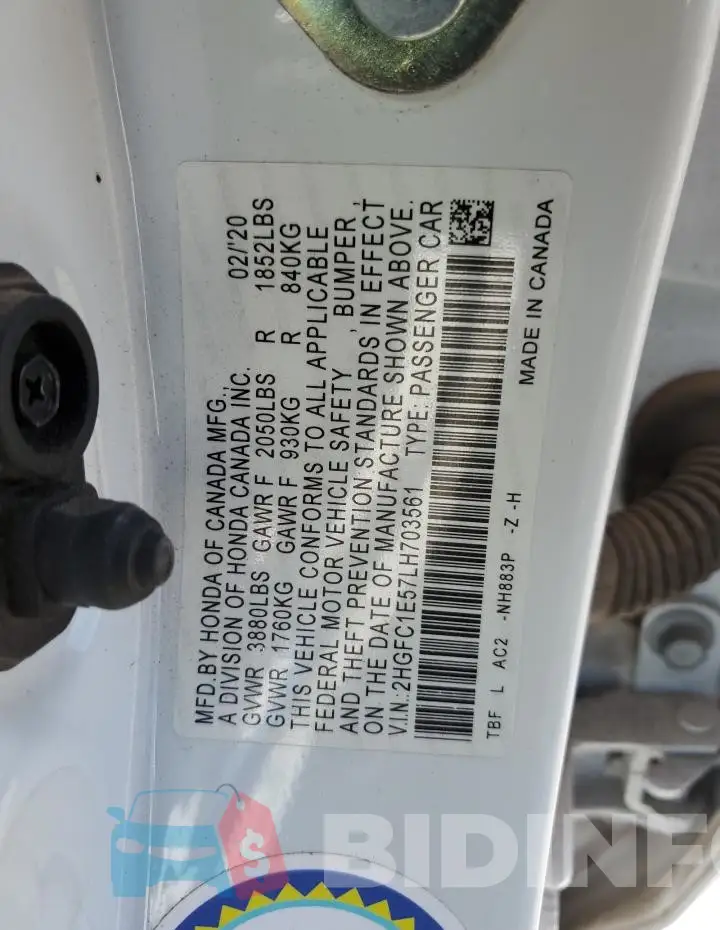 2HGFC1E57LH703561 Photo# 12