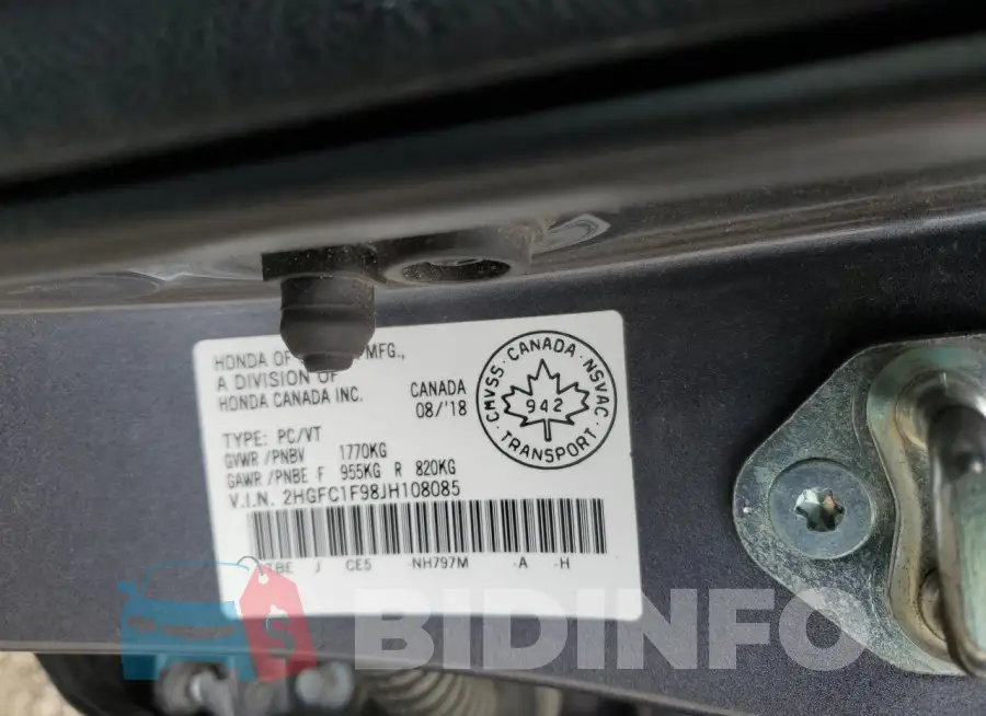 2HGFC1F98JH108085 Photo# 12