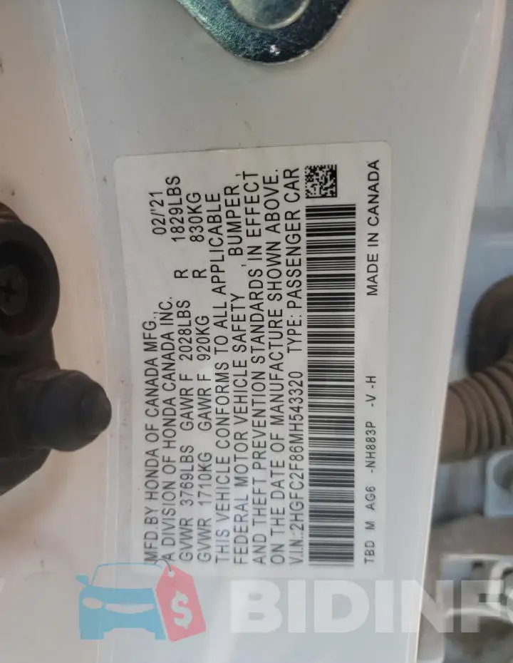 2HGFC2F86MH543320 Photo# 12