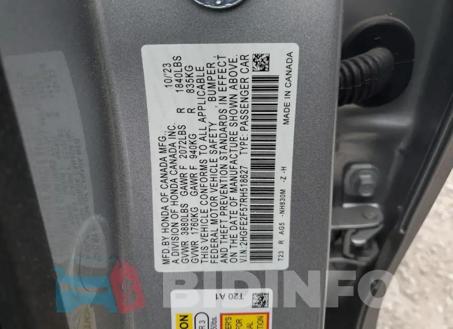 2HGFE2F57RH518627 Photo# 12