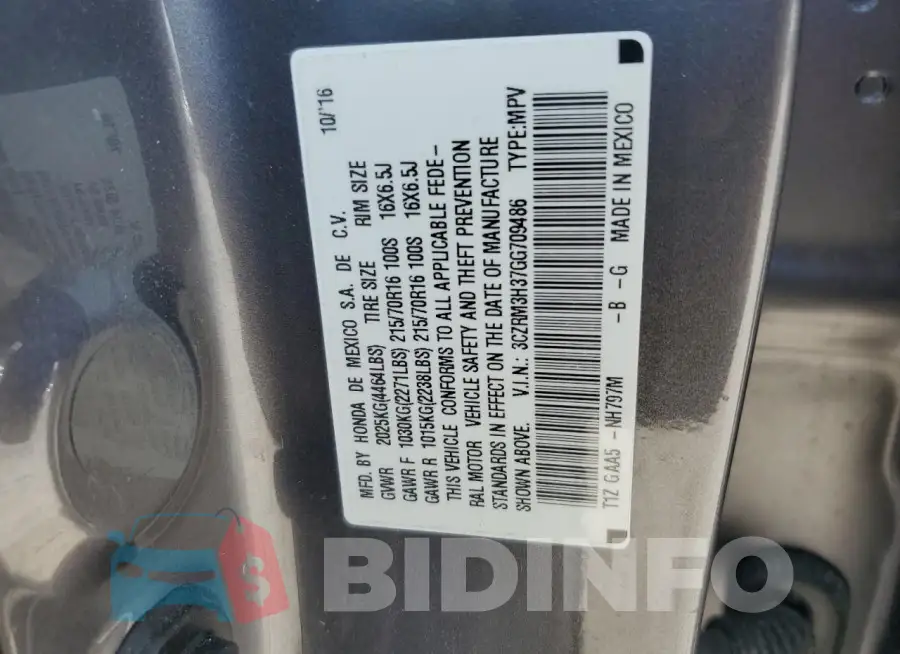 3CZRM3H37GG709486 Photo# 12