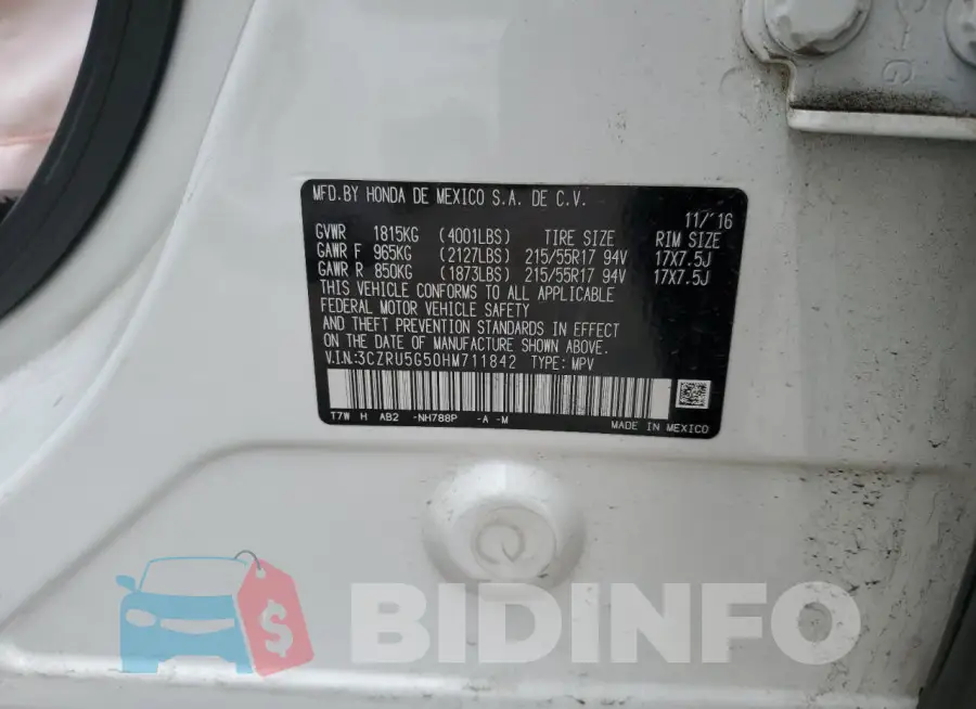 3CZRU5G50HM711842 Photo# 14
