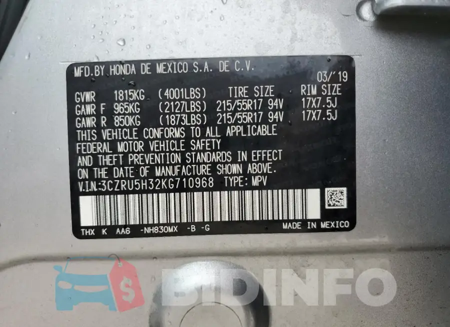 3CZRU5H32KG710968 Photo# 14