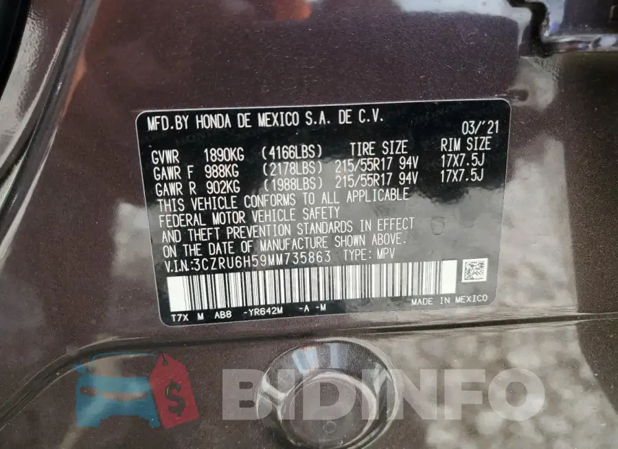 3CZRU6H59MM735863 Photo# 12