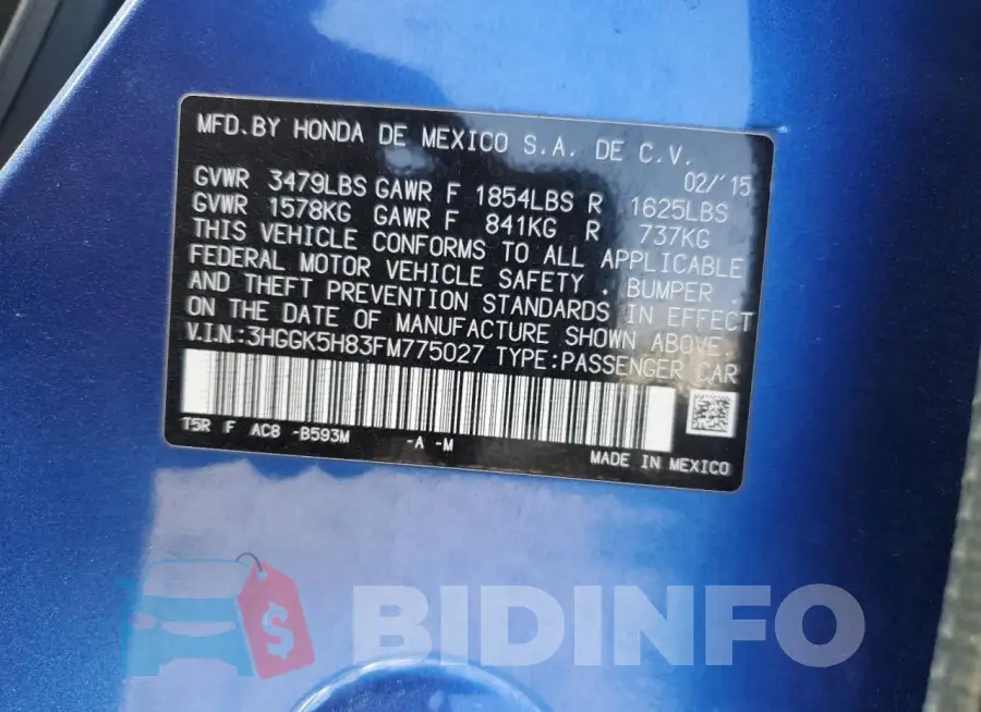 3HGGK5H83FM775027 Photo# 12