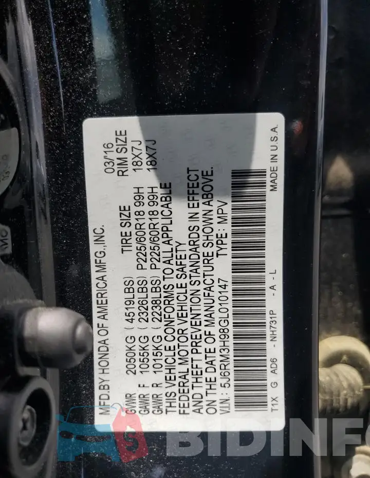 5J6RM3H98GL010147 Photo# 13